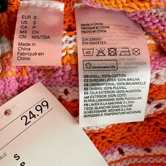 Divided H&M Crochet Tank Top Shorts Outfit Set Striped Orange Womens S new - Picture 10 of 10